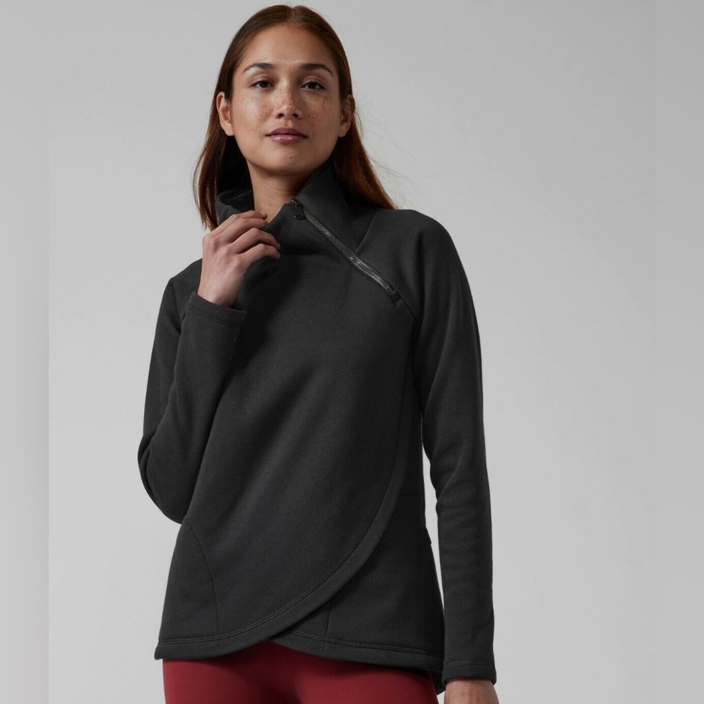 Athleta Cozy Karma Asymmetrical Zip Sweatshirt